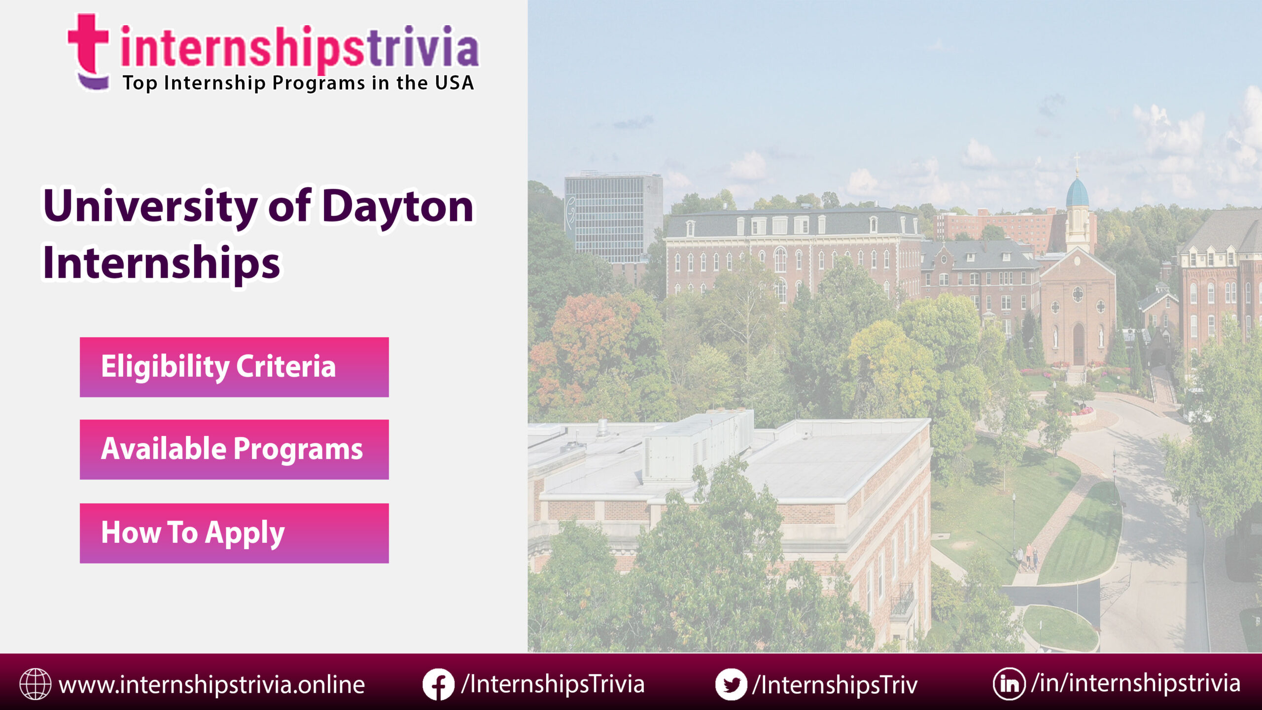 University of Dayton Internships and Graduate Programs